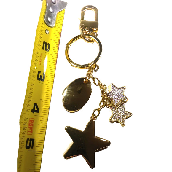 Keychain Purse clip Gold Tone Stars Rhinestone Bling Dangles - Picture 4 of 4